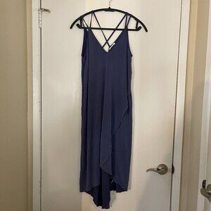 Lush XS Blue Summer Wrap Dress – Crisscross Back, High-Low Hem